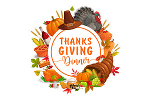 Thanksgiving Dinner Vector Frame