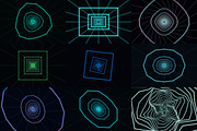 Glowing Wireframe Tunnel Visualizers, a Wallpaper Graphic by cheapmotiongraphics (Thumbnail 1 of 8)