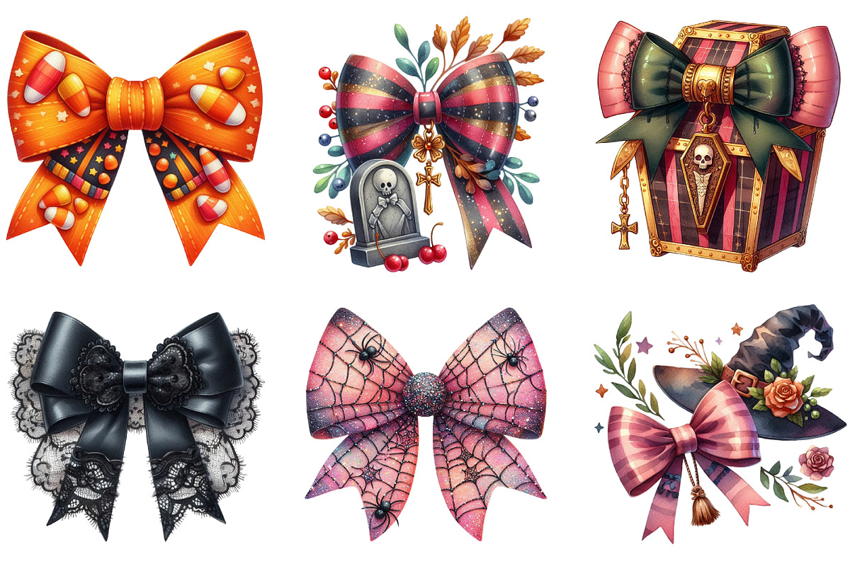 Halloween Coquette Bow Clipart, an Illustration by DreamArtGraphic (Photo 4 of 5)