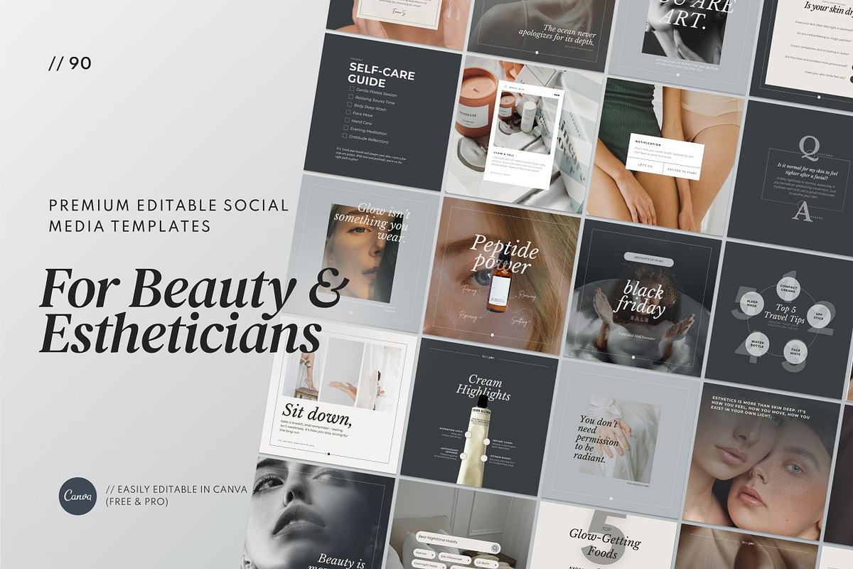 Esthetician Instagram Templates, a Social Media Template by Glow Muse Studio (Photo 1 of 10)
