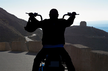 backlighting of a biker man, a Transportation Photo by Click and Photo