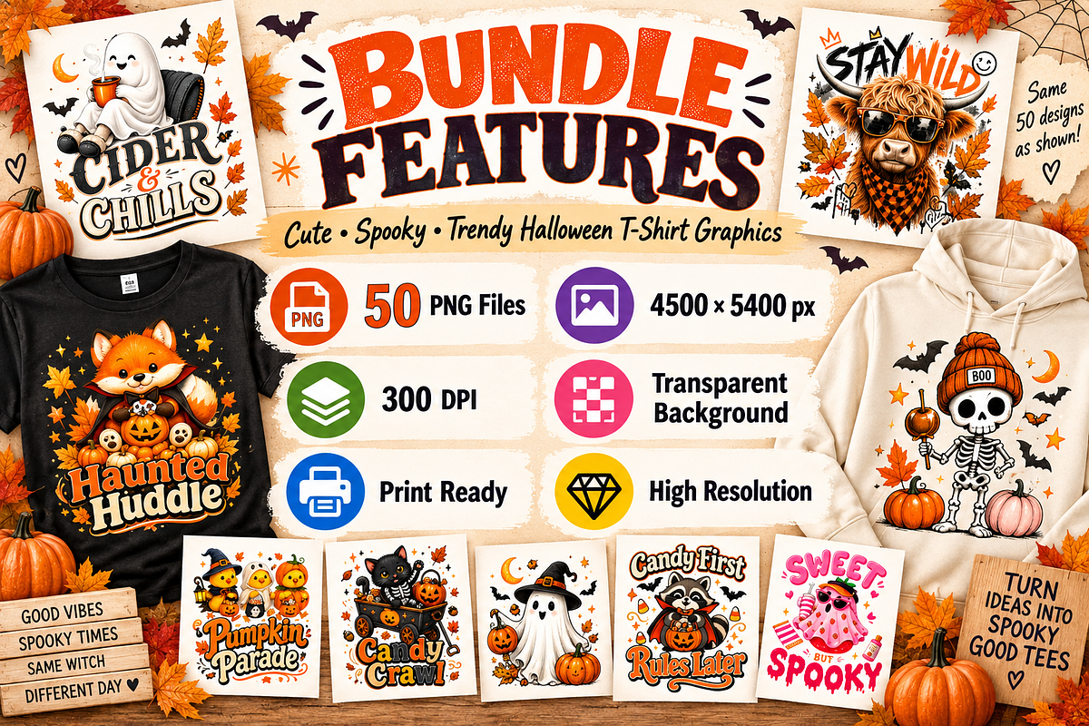 50 Halloween T-Shirt PNG Bundle, an Object Graphic by Designertale (Photo 10 of 11)