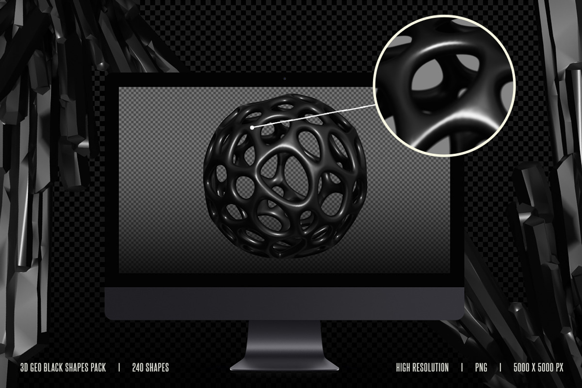 240 Black Abstract 3D Shapes, an Object Graphic by Cursedesign (Photo 3 of 6)