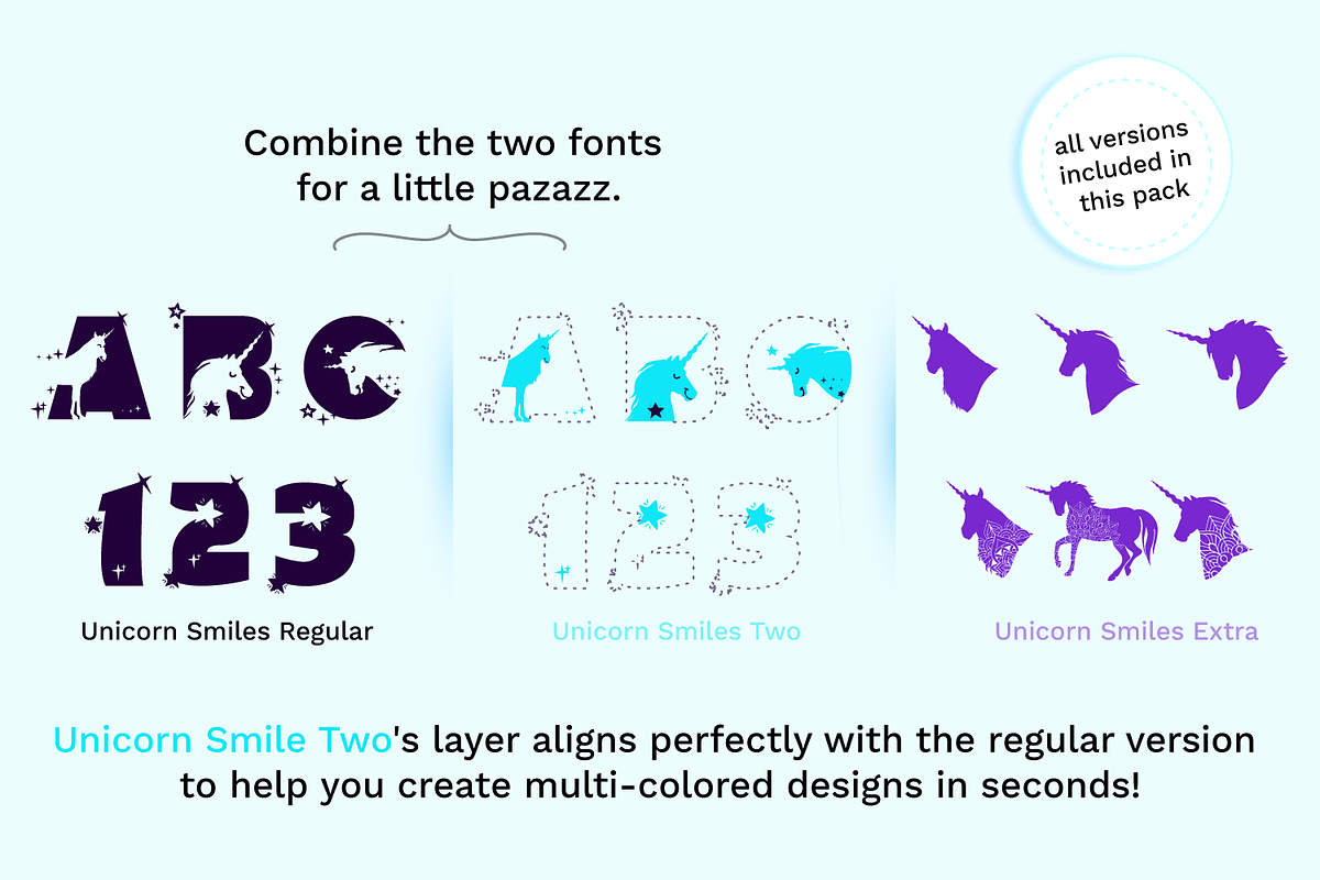 Unicorn Layered Font & Bonus preview 2