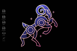 Lineart Zodiac Aries Tattoo