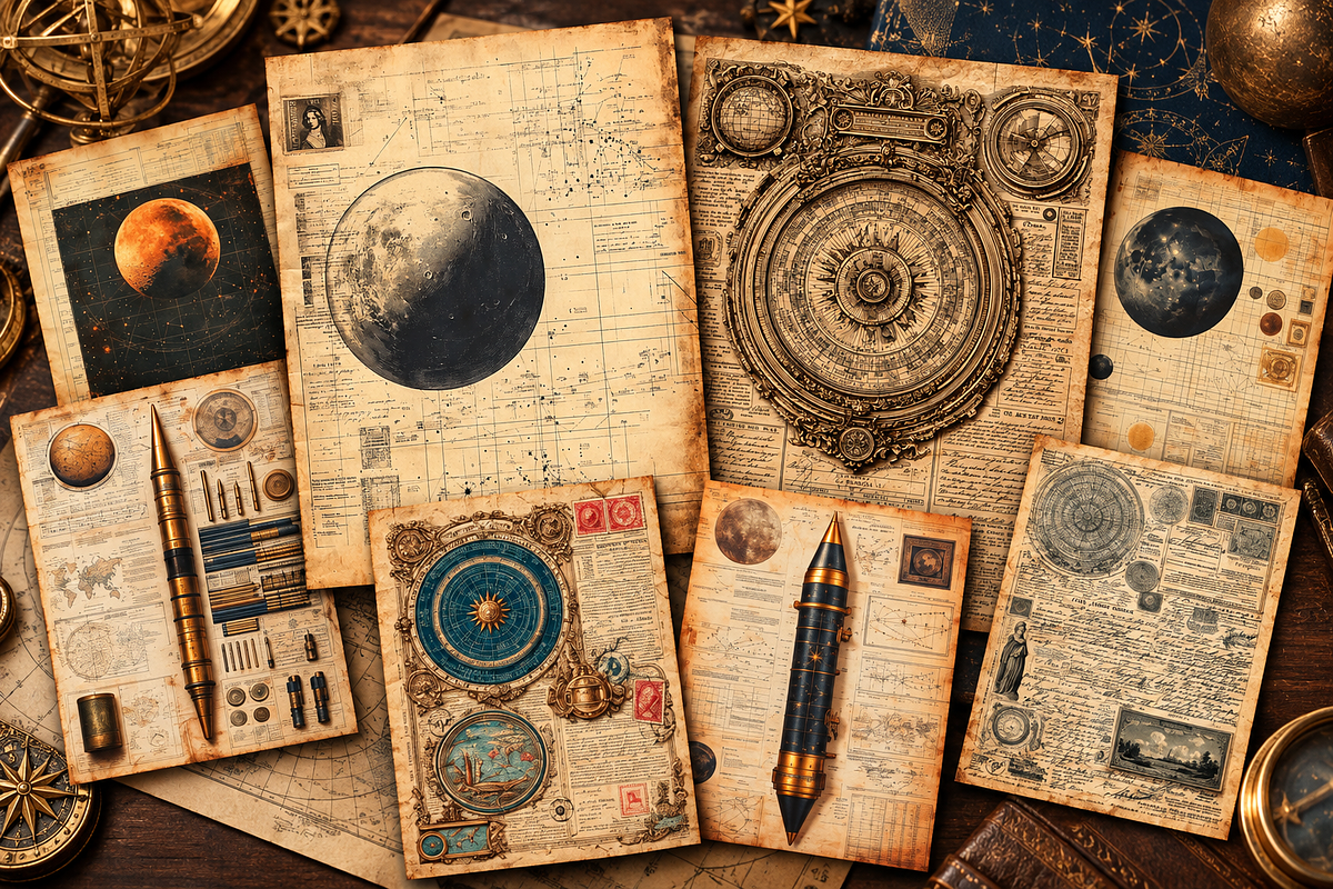 Vintage Celestial Archive Junk, a Background Graphic by Printable Treasure (Photo 2 of 3)