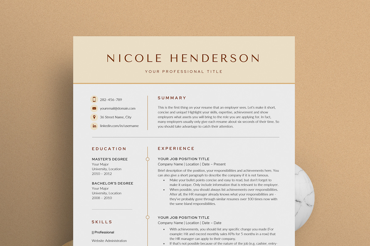 Resume/CV - The Nicole, a Resume Template by CreativeLandStudio (Photo 2 of 9)
