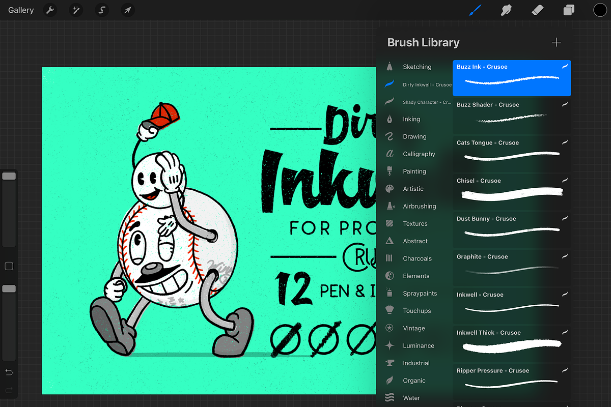Dirty Inkwell ProCreate Brushes, a Brush Add-On by Crusoe Design Co. (Photo 6 of 6)