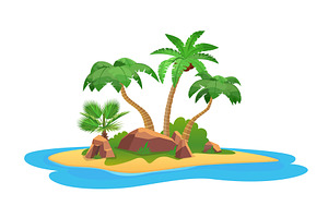 Tropical Island With Palm Trees