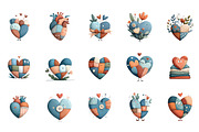 patchwork heart valentine clipart, an Illustration by DreamArtGraphic (Thumbnail 4 of 4)