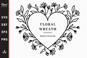 Flower Heart Frame SVG Cut Files