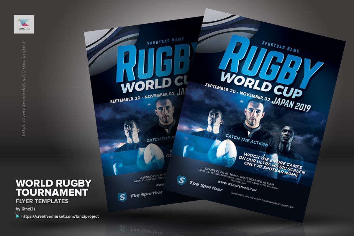 Rugby Tournament Flyer Templates, a Flyer Template by kinzi21