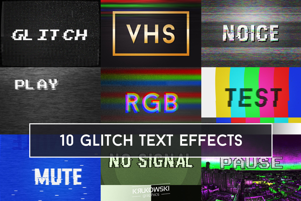 Glitch Text Effects, a Layer Style Add-On by Krukowski Graphics (Photo 1 of 3)