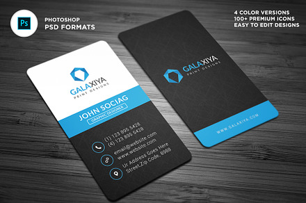Modern Vertical Business Cards, a Business Card Template by Galaxiya