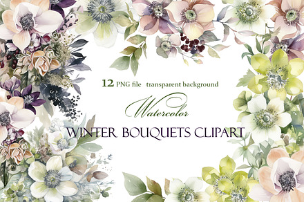 Christmas & Winter Floral collection, a Decorative Illustration by ElenazlataArt