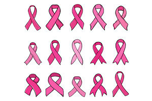 Pink ribbons breast cancer symbols, an Object Illustration by Valerie Bodnar