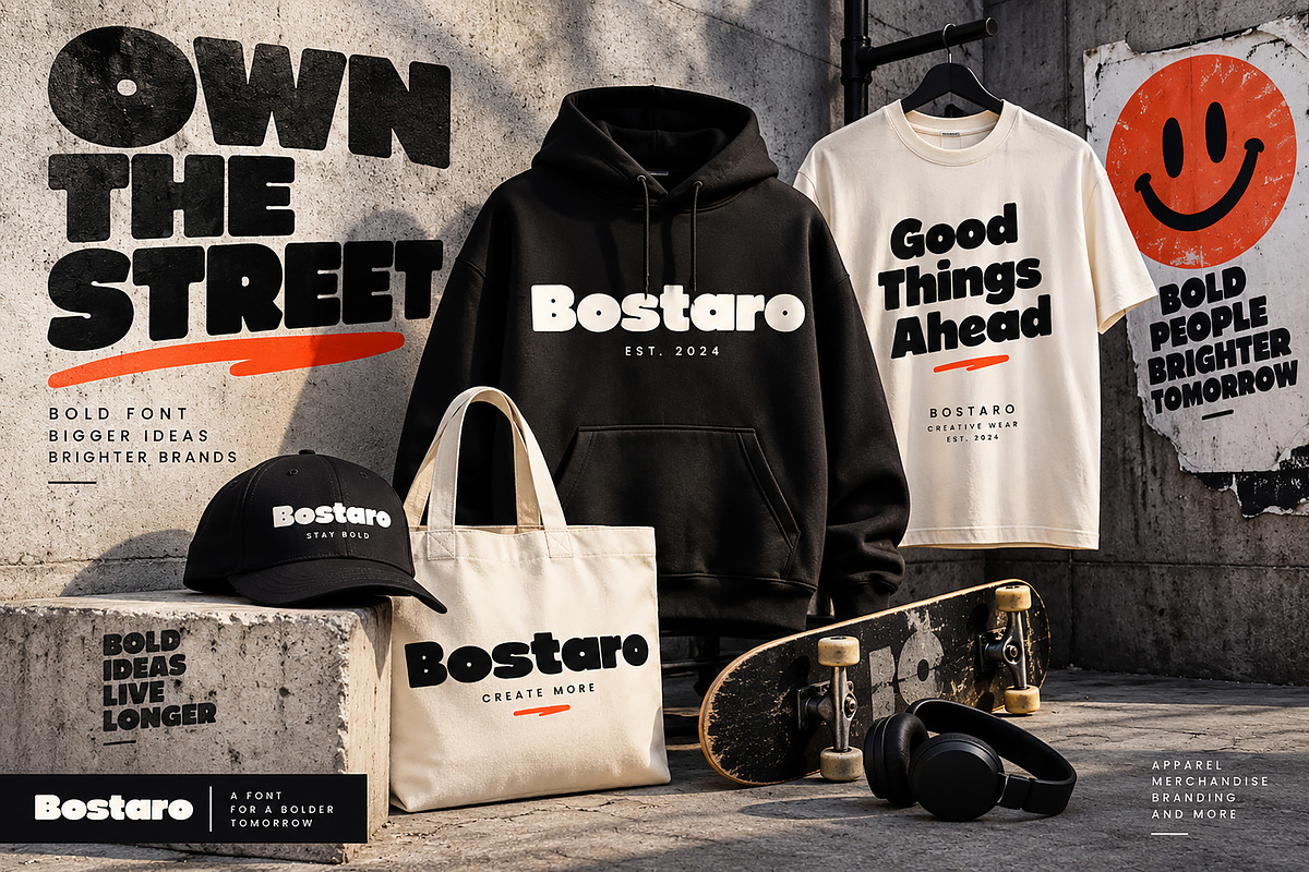 Bostaro – Bold Chunky Display Font, a Script Font by Wow Magic (Photo 3 of 5)
