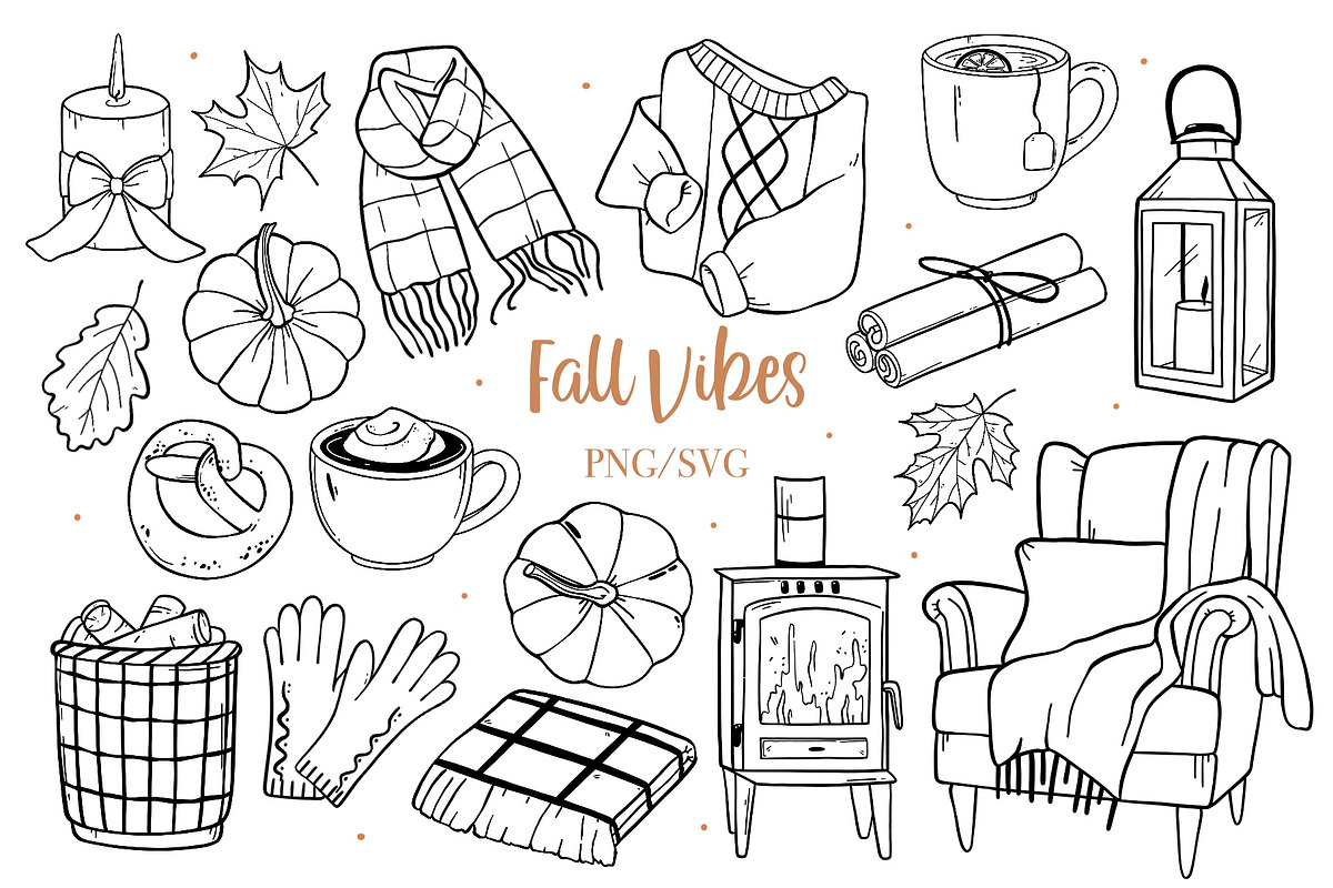 Fall Autumn Cozy Vibes Bundle, a Seasonal Illustration by ArtGiftsStudio (Photo 1 of 5)