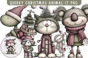 Quirky Christmas Animal Clipart Bund, an Illustration by Libby Wishes