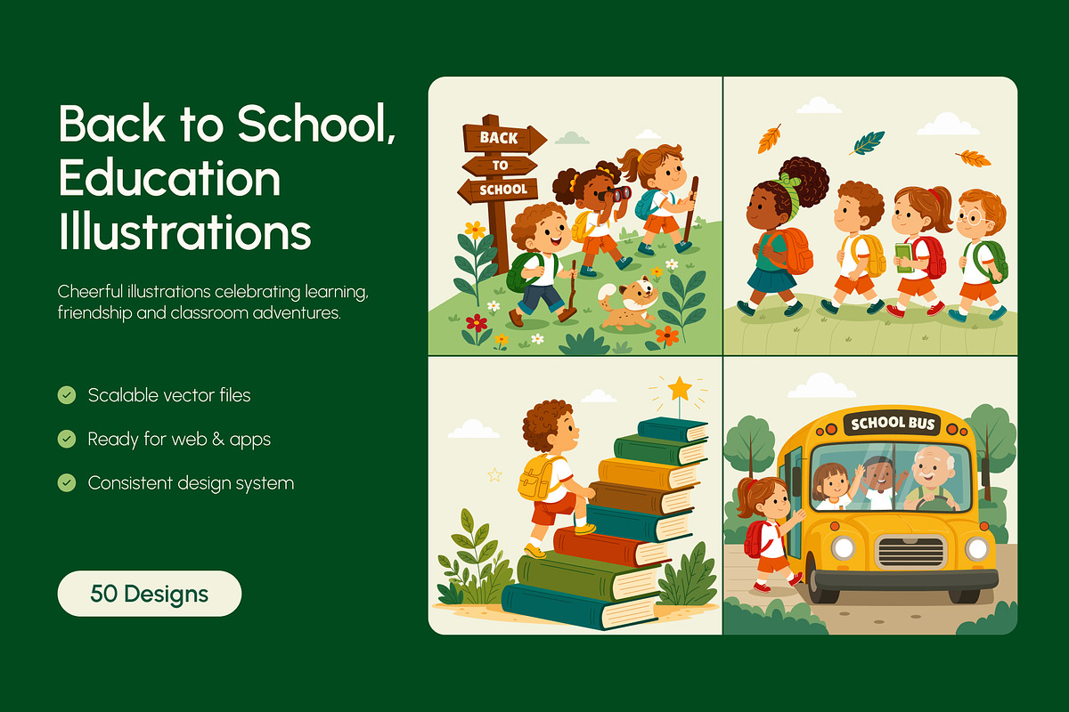 50 Back to School Education, an Education Illustration by Creative Stall (Photo 1 of 11)