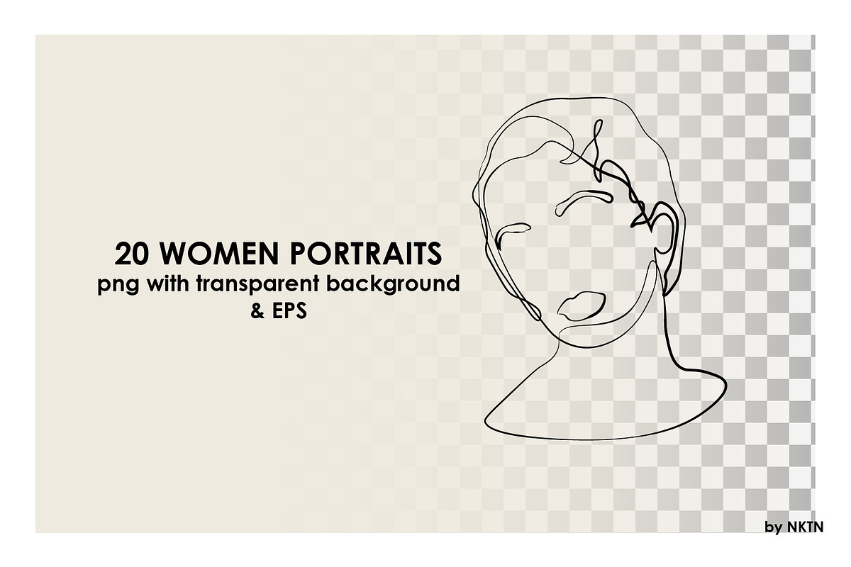 Modern Posters. Women line portraits, a Decorative Illustration by NKTN (Photo 9 of 9)