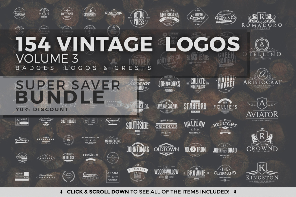 382 Vintage Logos Bundle, a Branding & Logo Template by Graphicdome (Photo 4 of 4)
