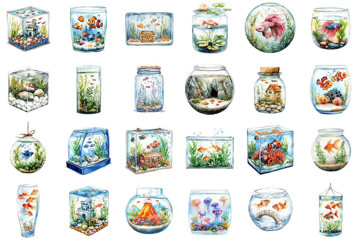 Pastel Aquarium Clipart, an Illustration by Sublimation Artist (Photo 2 of 6)