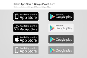 App Store & Google Play Buttons x2