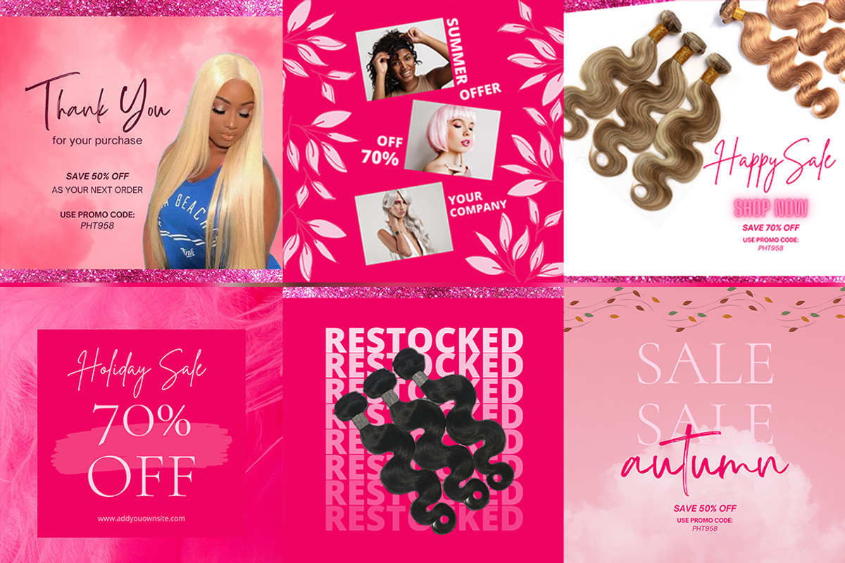 18 Hair Flyers | Wig Flyers Canva, a Flyer Template by Madhabi Studio (Photo 1 of 3)