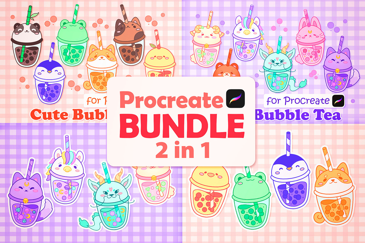Procreate Brushes Bubble Tea, a Food Illustration by InkPrintsTattoo (Photo 1 of 5)