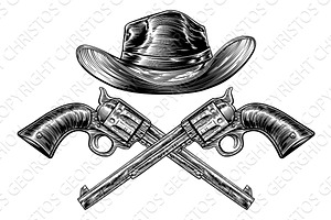 Cowboy Hat And Crossed Guns