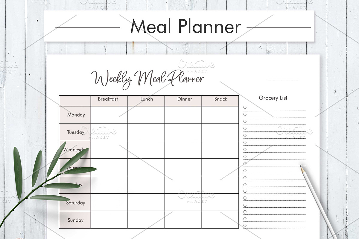 Weekly Meal Planner | Printable, a Stationery Template by HelArtShop