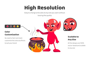 Devil Cartoon Stickers Set