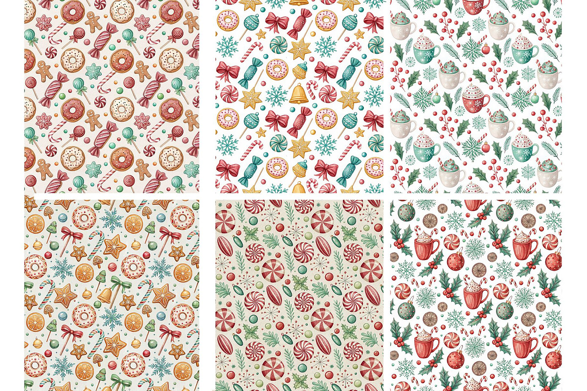 Candy Christmas Digital Paper, an Illustration by MockupWizard (Photo 3 of 5)
