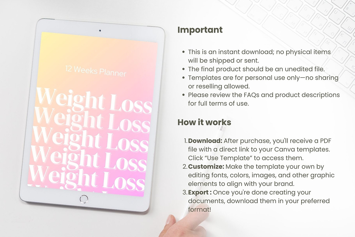 Weight Loss Planner Canva Template, a Templates & Theme by cmatworks (Photo 7 of 7)