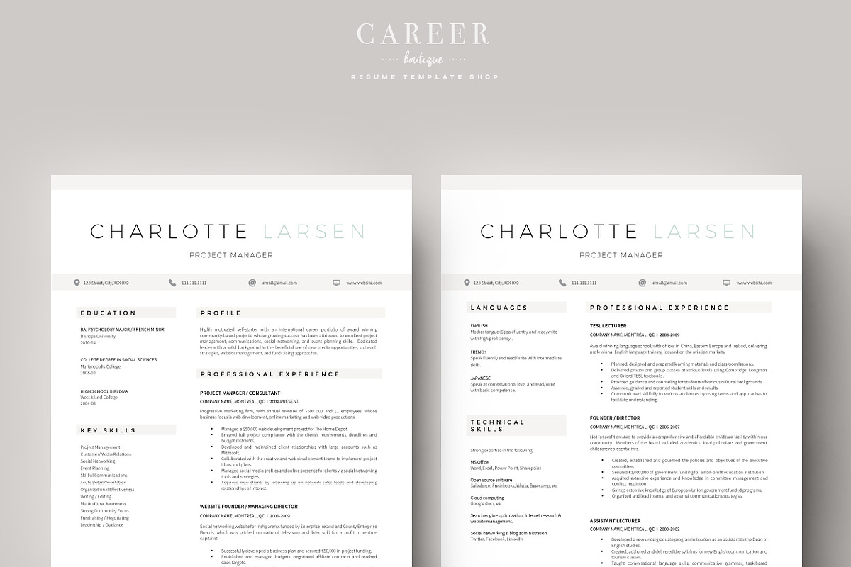 Modern Resume & CoverLetter Template, a Resume Template by careerboutique (Photo 2 of 6)