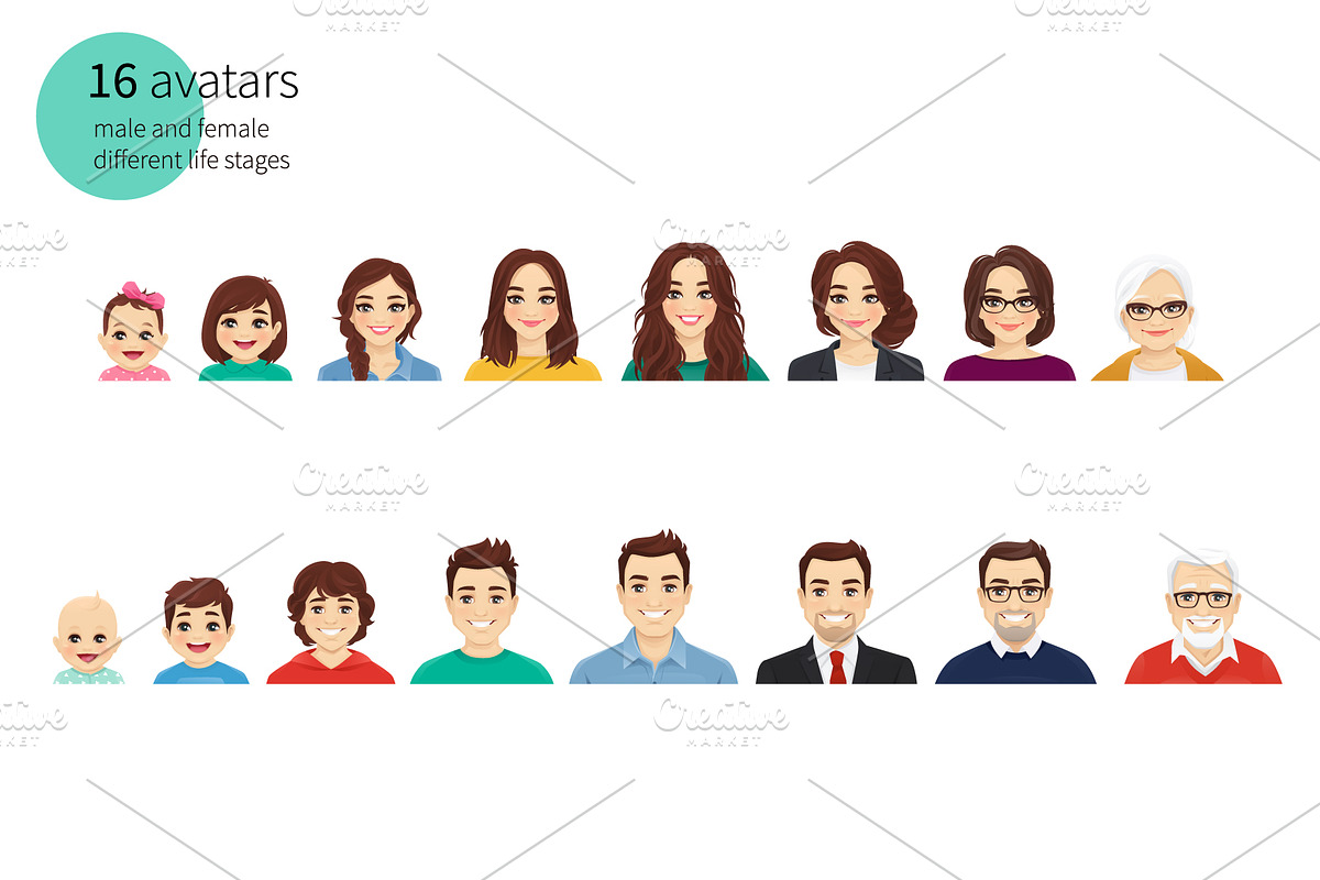Vector life stages characters, an Education Illustration by Volha Hlinskaya (Photo 2 of 2)