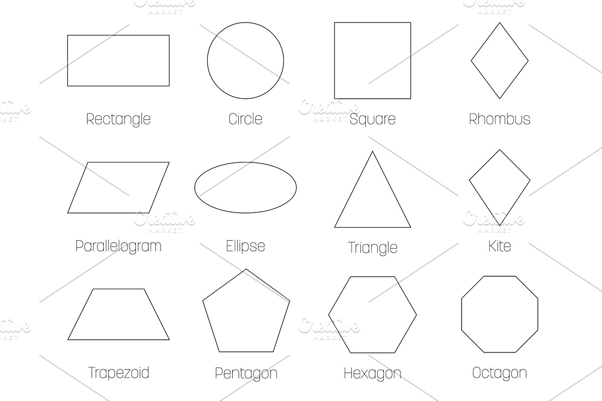 Geometric shapes with labels. Set of, an Object Graphic by pytyczech
