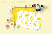 Watercolor lemon and peach patterns, a Background Graphic by lycka (Thumbnail 1 of 5)