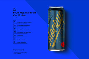 500ml Matte Aluminum Can Mockup