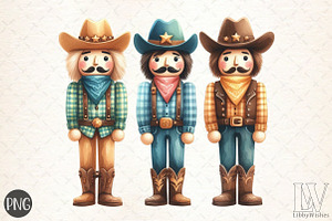 Cowboy Nutcrackers, Christmas PNG, an Illustration by Libby Wishes