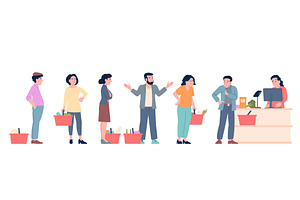 Angry customers in supermarket, a Person Illustration by LadadikArt
