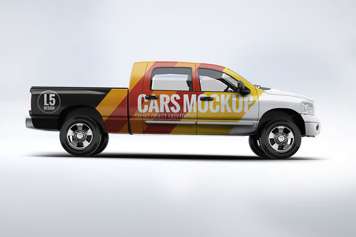 Pickup Truck Mock-Up, a Product Mockup by Se٧enStudio (Photo 7 of 8)