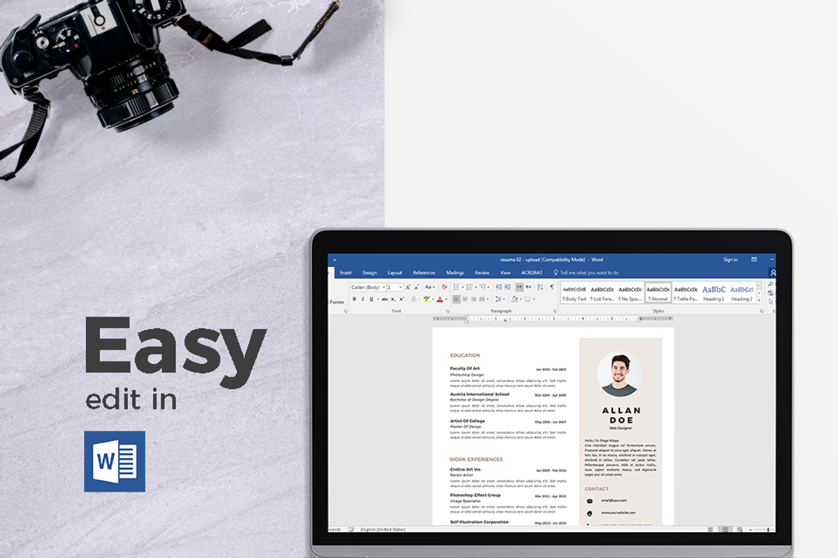 Modern Resume & CV Template, a Resume Template by Hito Graphic (Photo 6 of 8)