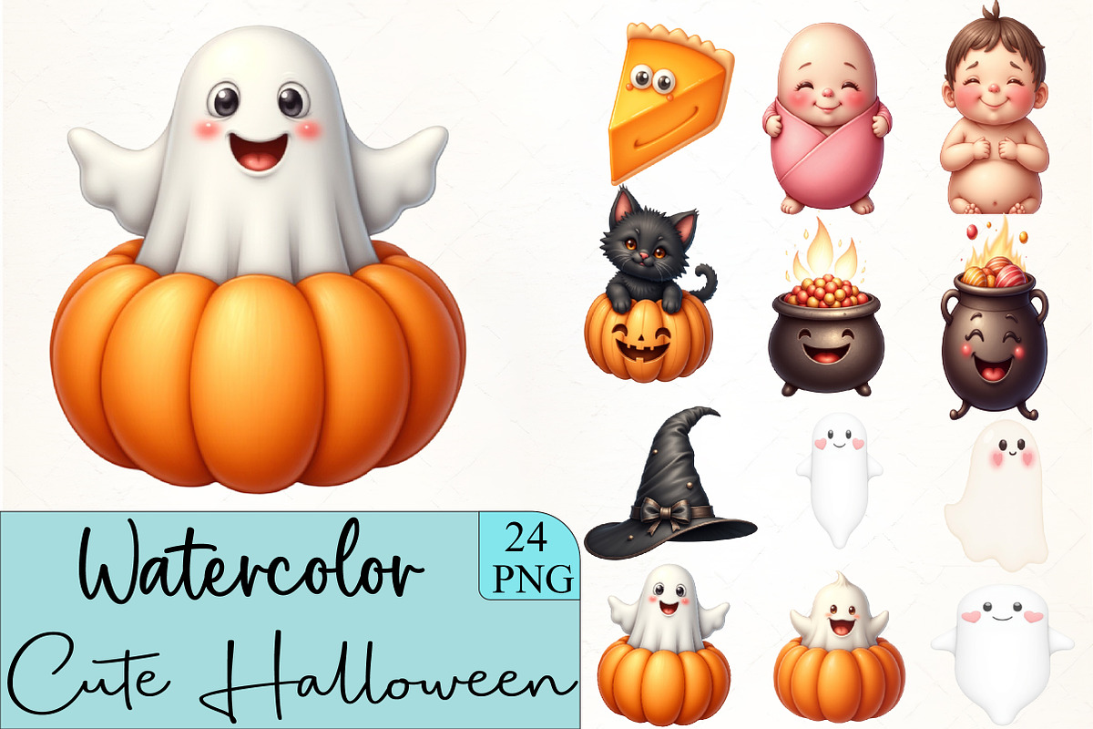Cute Halloween Clipart, an Illustration by CrexoraLab (Photo 1 of 5)