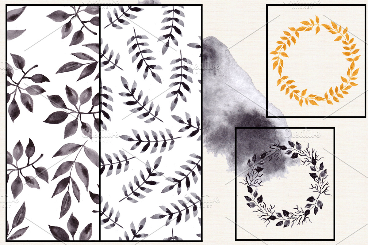 Ink and Gold. Hand drawn clipart, an Illustration by ma_i_vi (Photo 6 of 15)