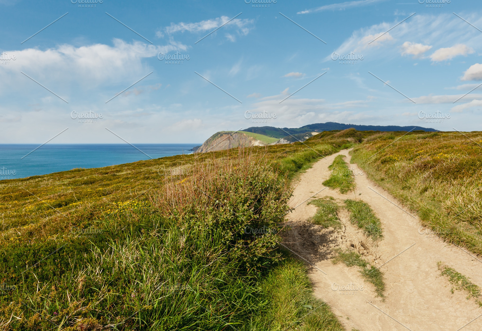 Summer ocean coastline view near Gorliz  town (Spain)., a Nature Photo by YuriyB