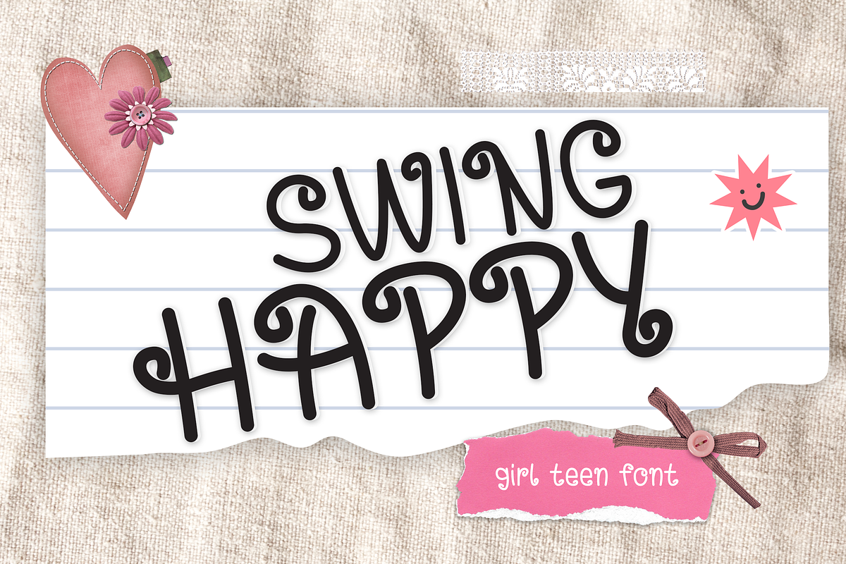 Swing Happy - Girl Teen Font, a Sans Serif Font by Modestype Studio (Photo 8 of 10)