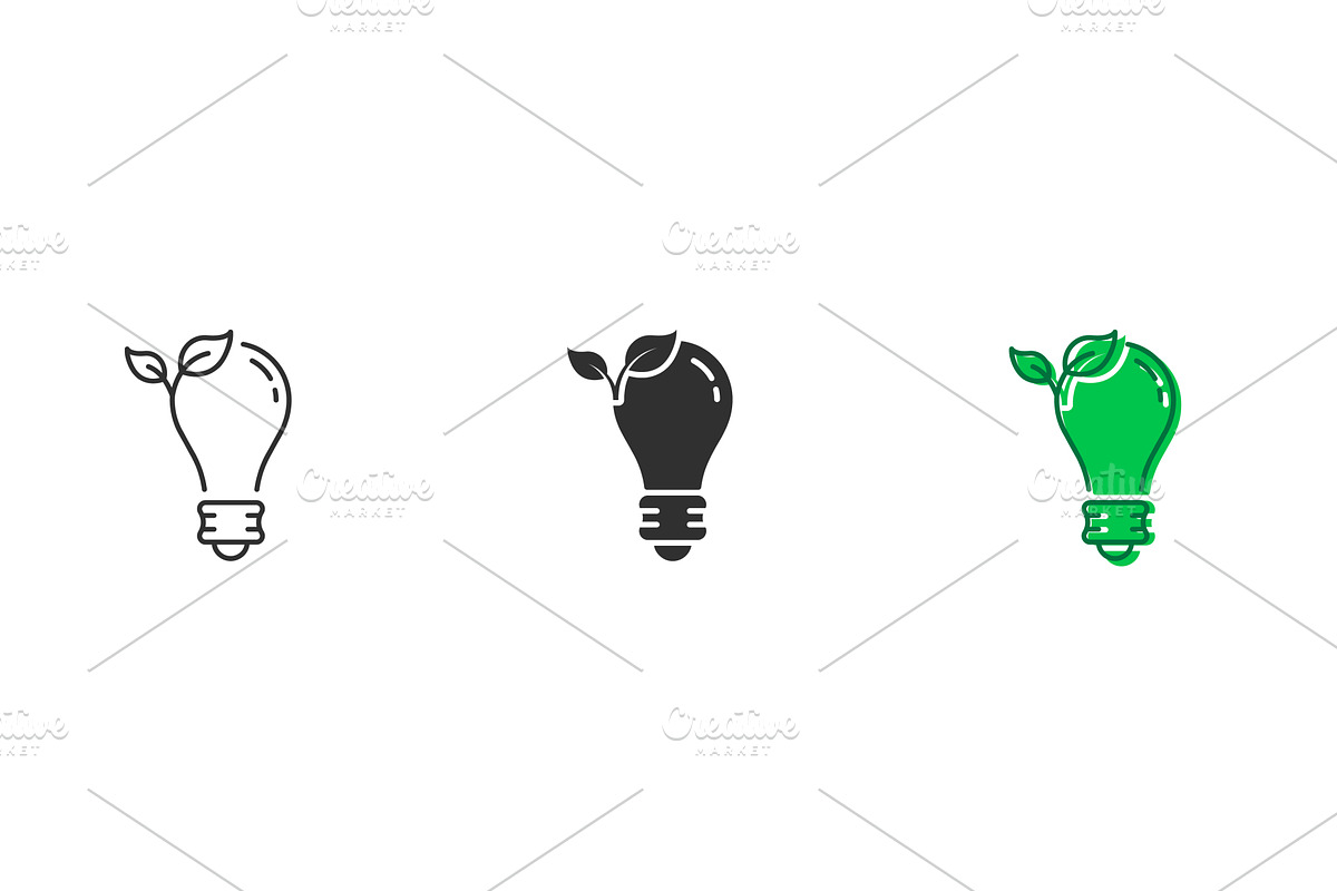 Eco Light Bulb Icons, an Object Illustration by Gentle Studio