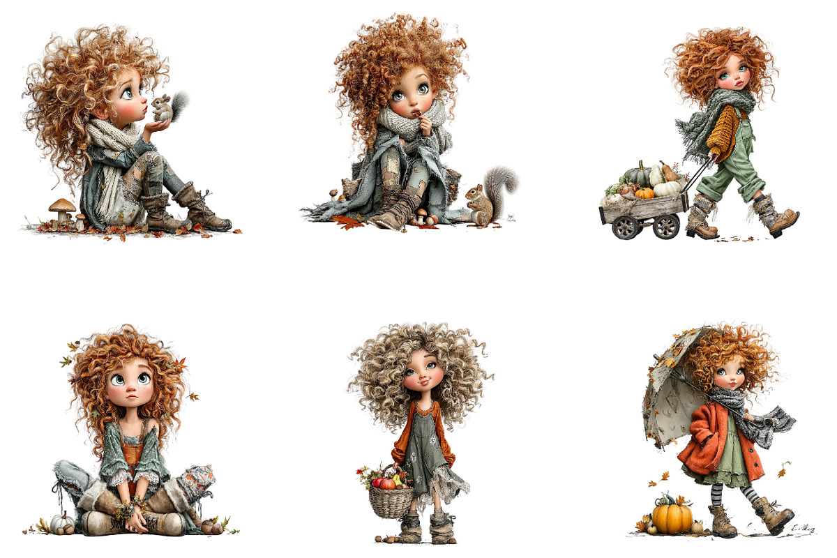 Autumn Girl Clipart, a Seasonal Illustration by CreationArt (Photo 3 of 7)